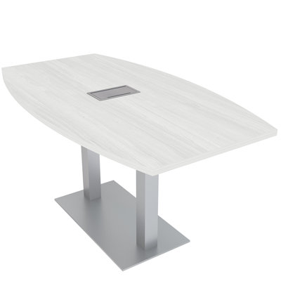 Boat Shaped Conference Table with Double Metal Post Base | Electrical Unit