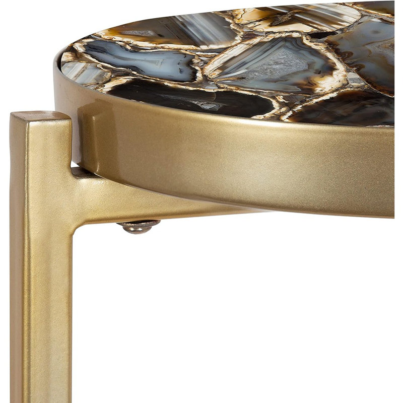 Eveland Round Metal Drink Table, Black, Gold
