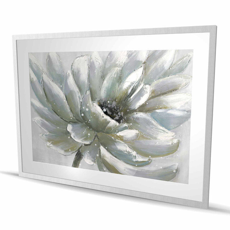 White Chrysanthemum - Reproduction encadrée mat pour la décoration intérieure