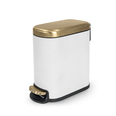 Poubelle à pédale rectangulaire mince 1,3 gallons avec couvercle à fermeture douce, seau intérieur amovible et pédale Acento Linea