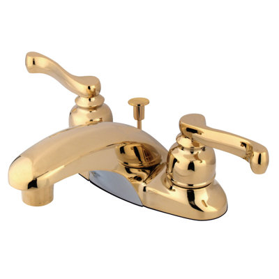 Kingston Brass Royale Two-Handle 3-Hole Deck Mount 4" Centerset Bathroom Faucet with Plastic Pop-Up