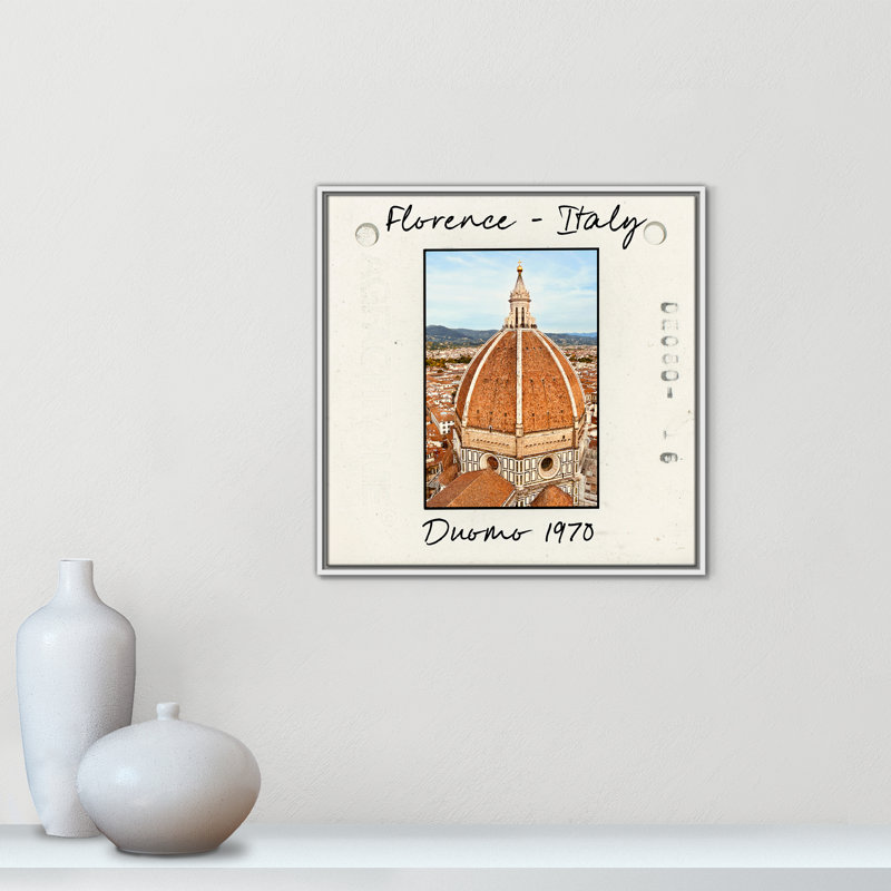Florence Florence - Reproduction Duomo par Susan Jill, Toile encadrée flottée blanche, H 25,5 po x l 25,5 po x P 2 po