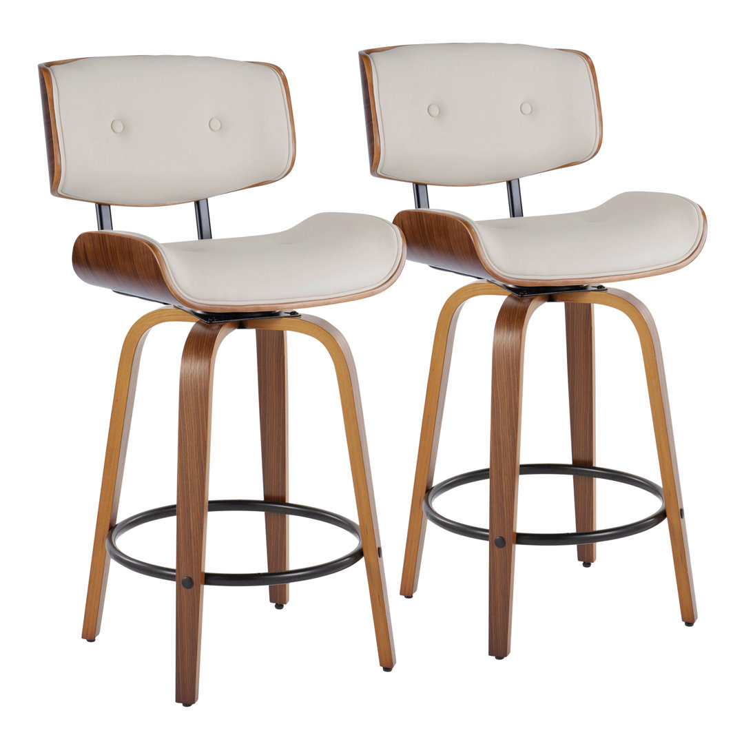 Laurenzio Swivel Upholstered Counter Stool (Set of 2) Wade Logan® 