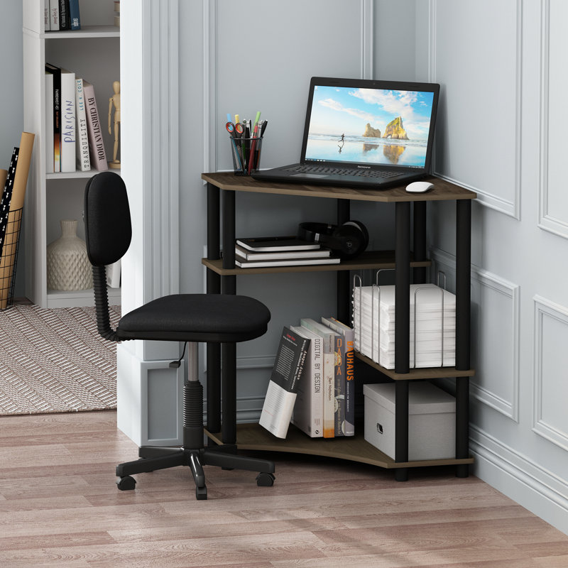 Ballou Computer Desk, Columbia Walnut/Black