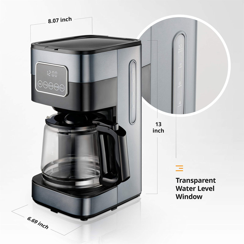 Nbarthome 10-Cup Coffee Maker, Black
