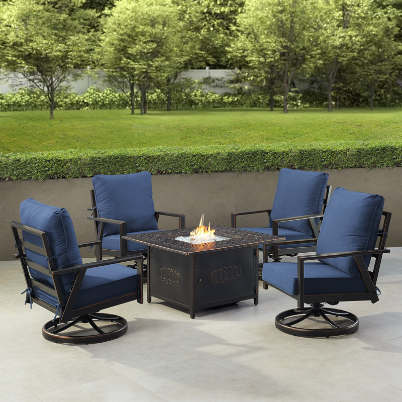 Timothe Outdoor 6 - Piece Conversation Set, Blue