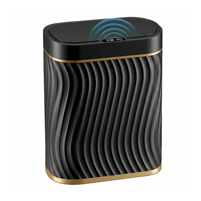 DIDADI Black Gold 5 Gallon Automatic Touchless Garbage Can, Bathroom Trash Can with Lid, Motion Sensor Smart Trash Bin, Slim Waterproof Waste Bin for Living Room, Bedroom, Office, Kitche