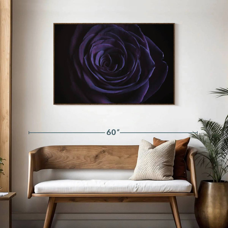 Rose mauve en fleurs, Cadre flottant noyer, 43 po x 29 po