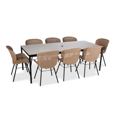 Ensemble de salle à manger rectangulaire pour 8 personnes Emi