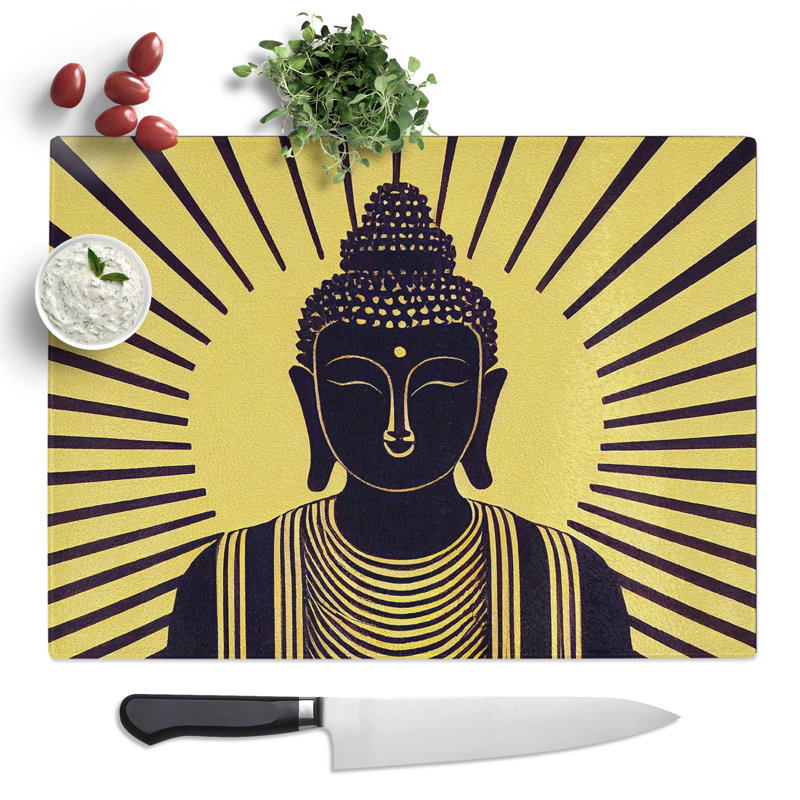 Magnetic Buddha  Glass Chopping Board