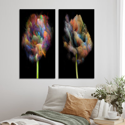 " Blooming Multicolor Fractal Flower " 2 - Pieces