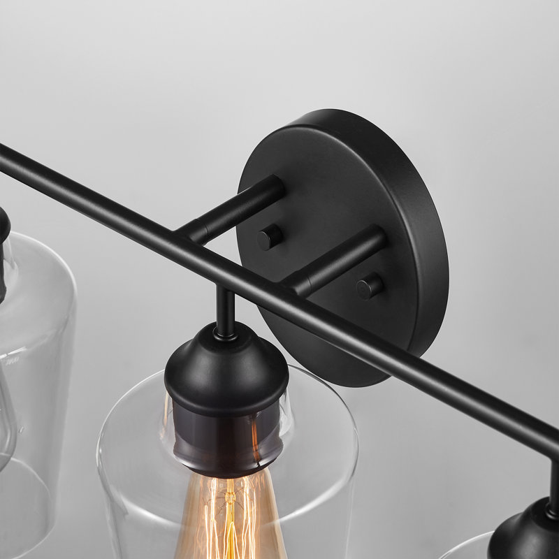 Éclairage pour salle de bain 4 lumières à intensité variable Atish, Noir mat, H 10,5 po x l 22 po x P 7 po, Trois lumières