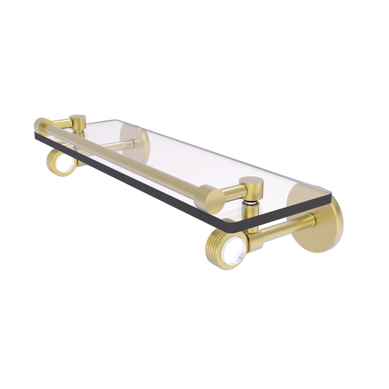 Tablette murale en verre Margolis, Laiton satiné, H 3,75 po x l 16 po x P 5,65 po