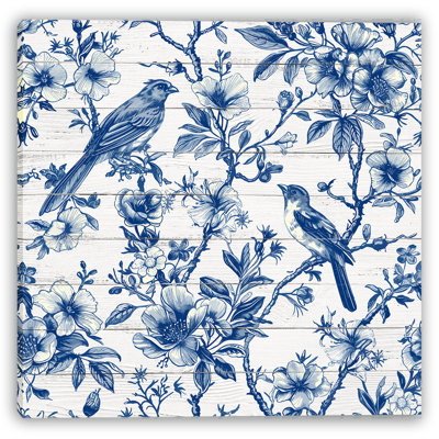 Midnight Garden – Blue Botanical Bird Wall Art