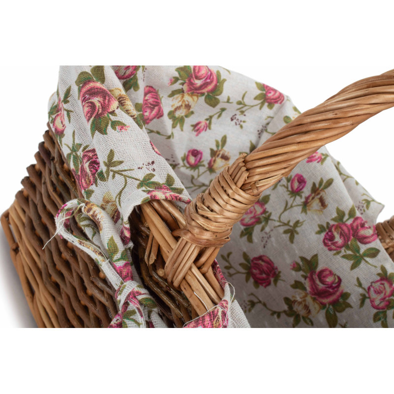 Lily Manor Wicker Unpeeled Willow Shopper Basket with Lining, 28cm H x 32cm W x 25cm 