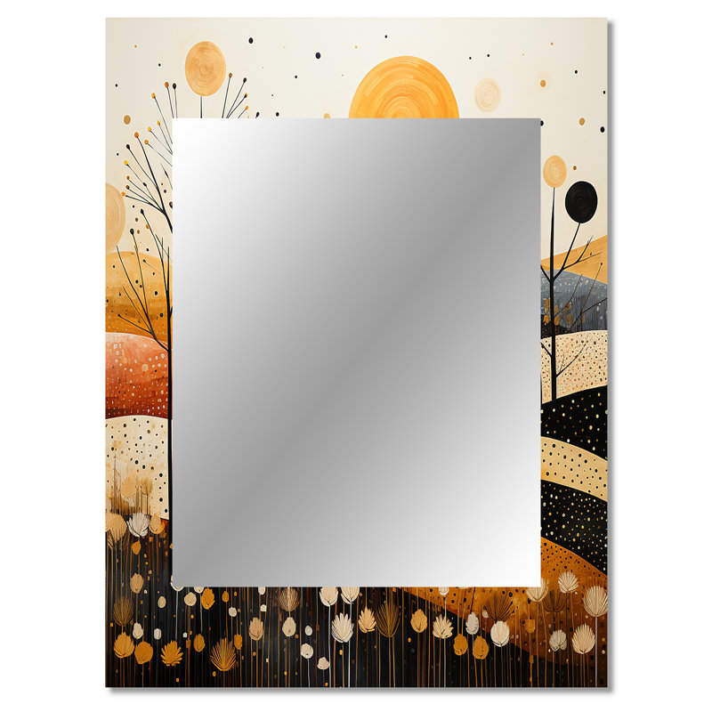Meadow Bold Geometric Fields II - miroir mural Meadow, miroir décoratif traditionnel, impression d'art en métal