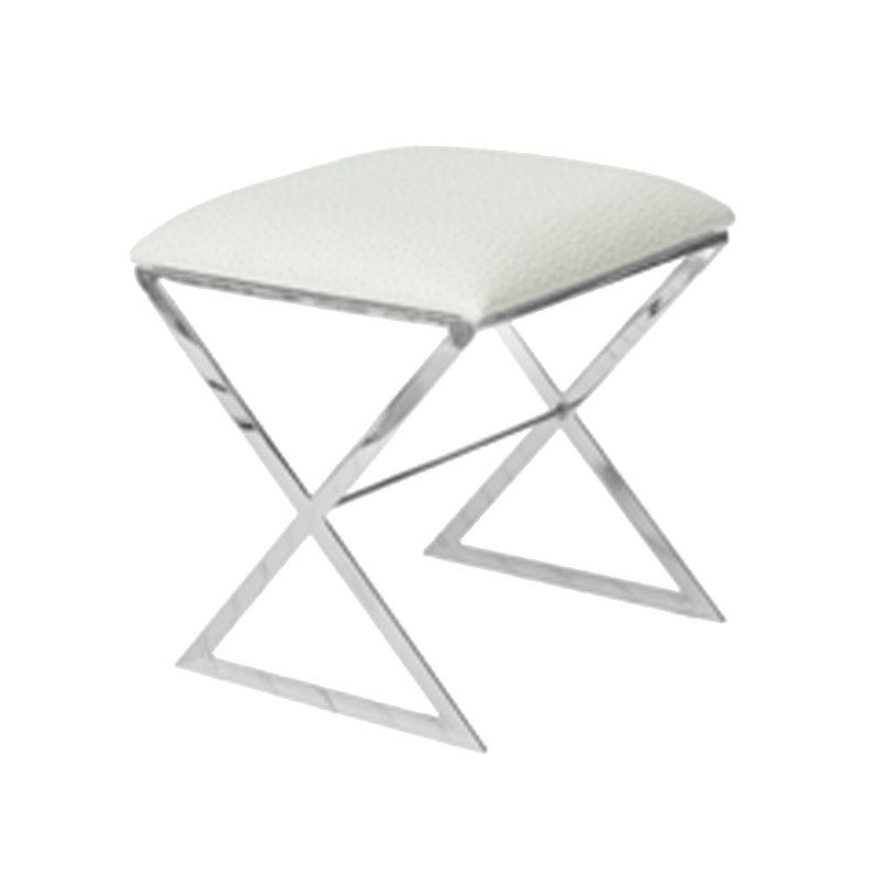 Tabouret de coiffeuse en X, Blanc, Nickel