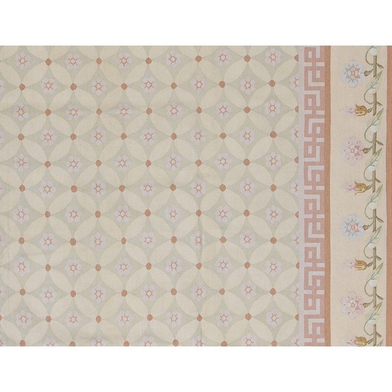 Hand-Knotted High-Quality Beige and Green Area Rug