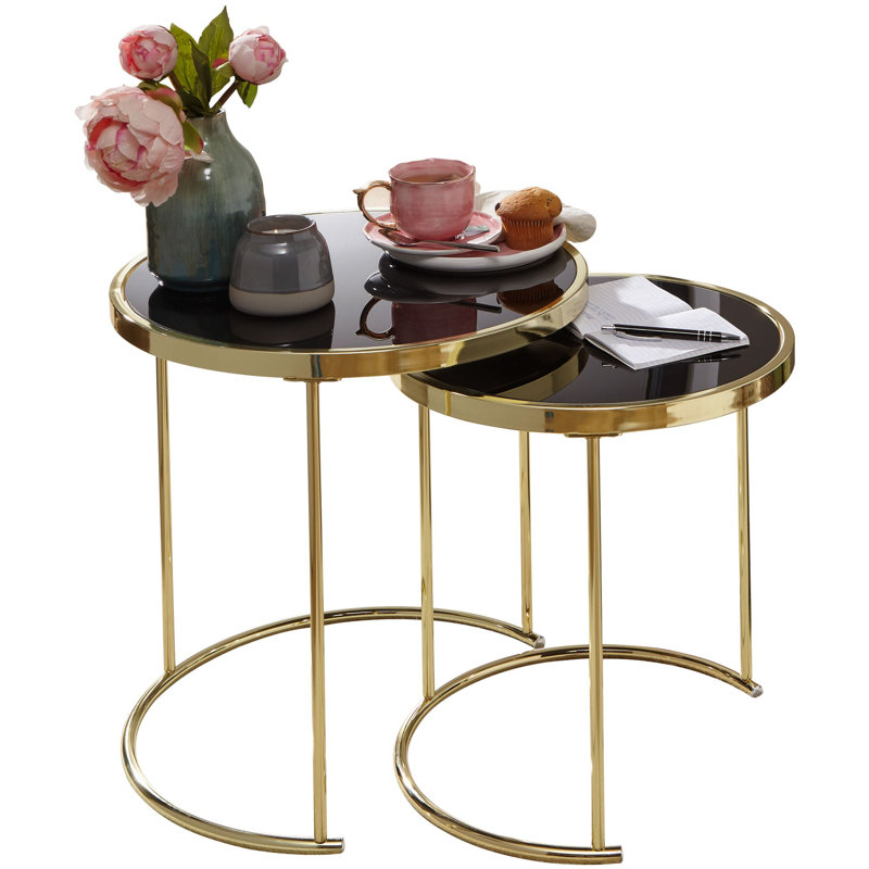 Blankenship Glass Top Sled Nesting Tables