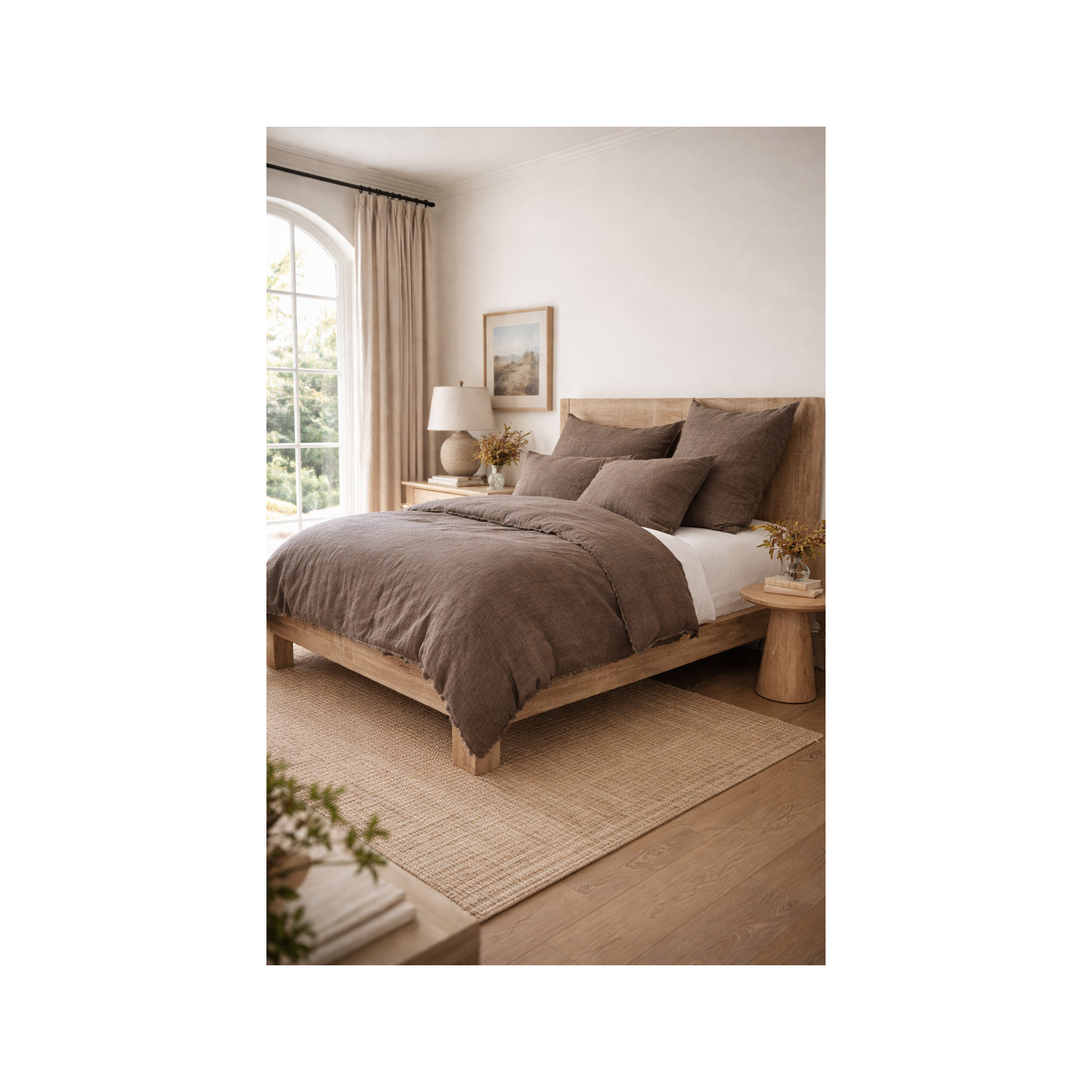 Hunter 100% Linen Duvet Cover, Queen Duvet Cover, Walnut