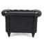 Fauteuil une place au charme intemporel, revêtement en PU souple, pieds en bouleau, hauteur d'assise de 32 cm, largeur des accoudoirs de 22 cm, ambiance harmonieuse, revêtement en PU noir imitation cuir, assise en bois de 57 cm, hauteur de dossier de 49 cm.