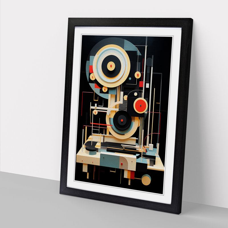 Record Player Dadaism - Framed Print, Black, 46cm H x 34cm W x 2cm D