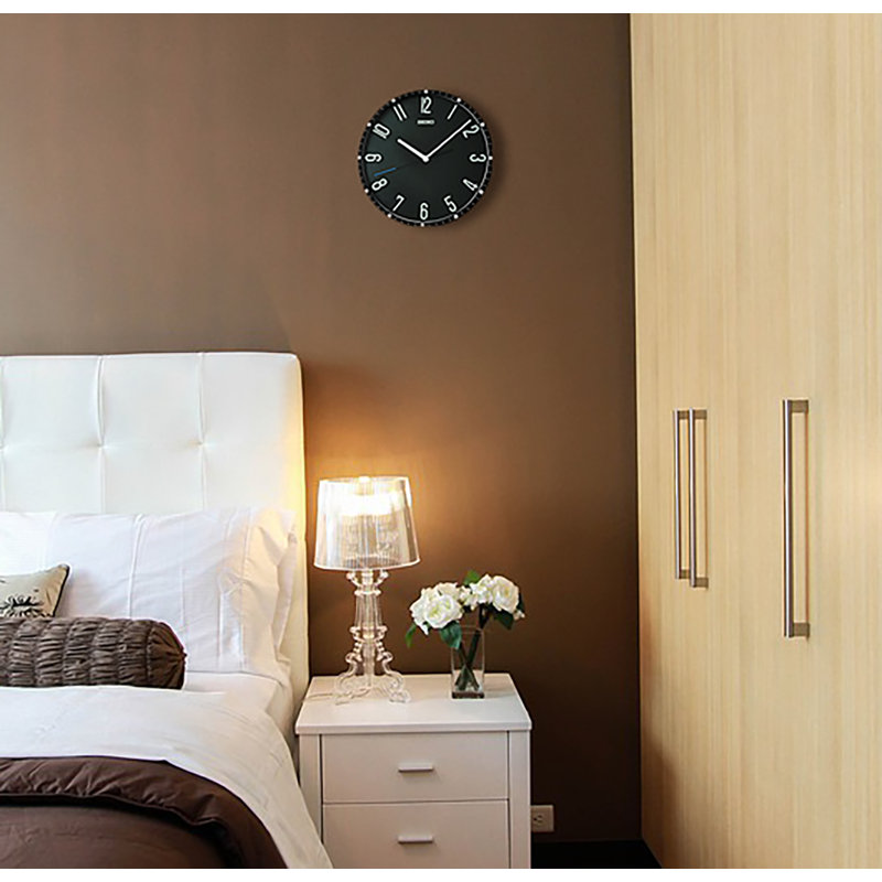 QXA818KRH Wall Clock, Black, Black