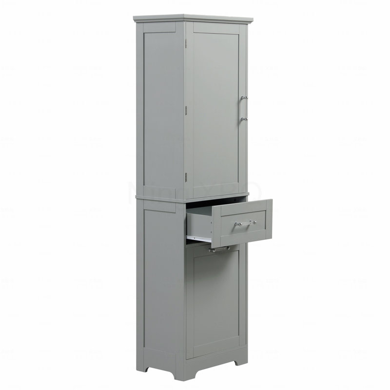 Tall Bathroom Storage Cabinet with Adjustable Shelves - Gray, Gray