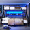 Lit superposé grand sur très grand avec tablettes de rangement et lumières, lit superposé en métal pour adultes et adolescents, structure silencieuse et peu encombrante, aucun sommier nécessaire, noir