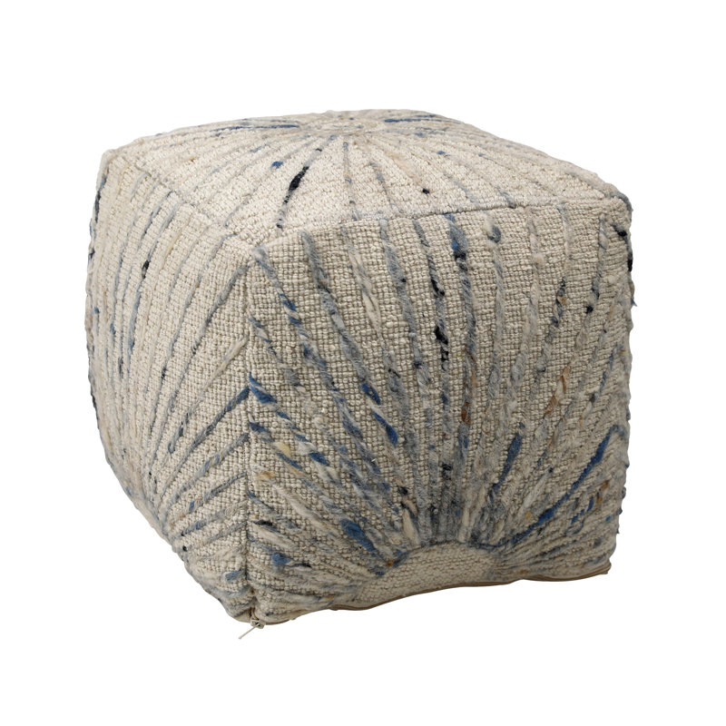 Pouf en mélange de laine et de coton tissé à la main 16 po x 16 po Kathleen