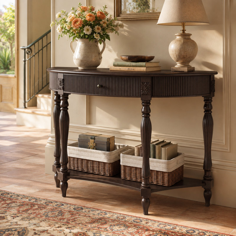 Console demi-lune Velmont, Rustique