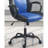 Gaming Office Chair With Comfortable Padded Seat, Black And Blue Faux Leather, Five - Wheels, And Adjustable Height For Work Modern In Color,