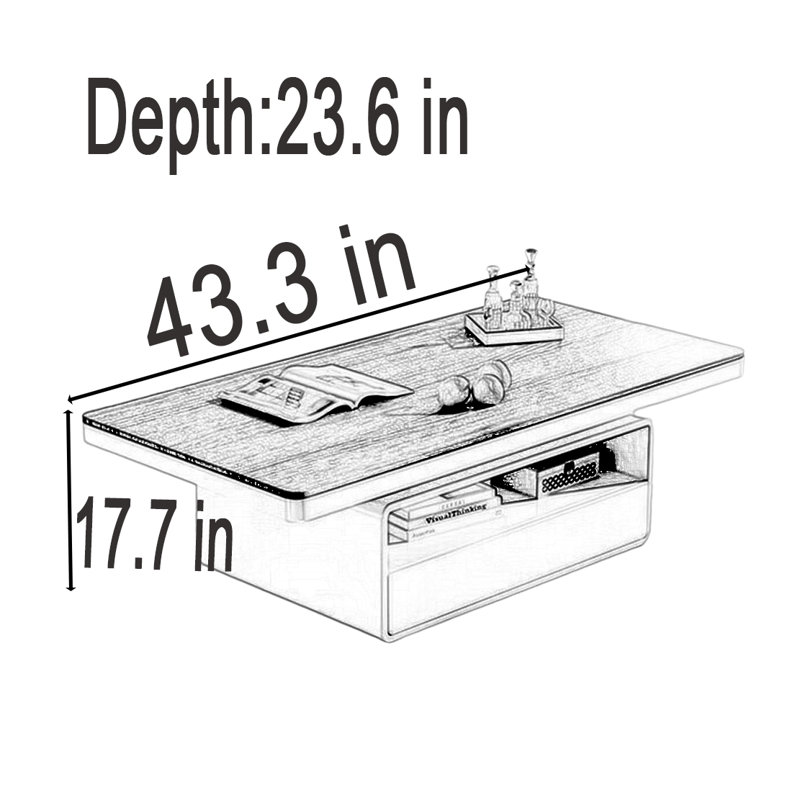 Table basse Luxury, H 17,7 po x L 43,3 po x l 23,6 po