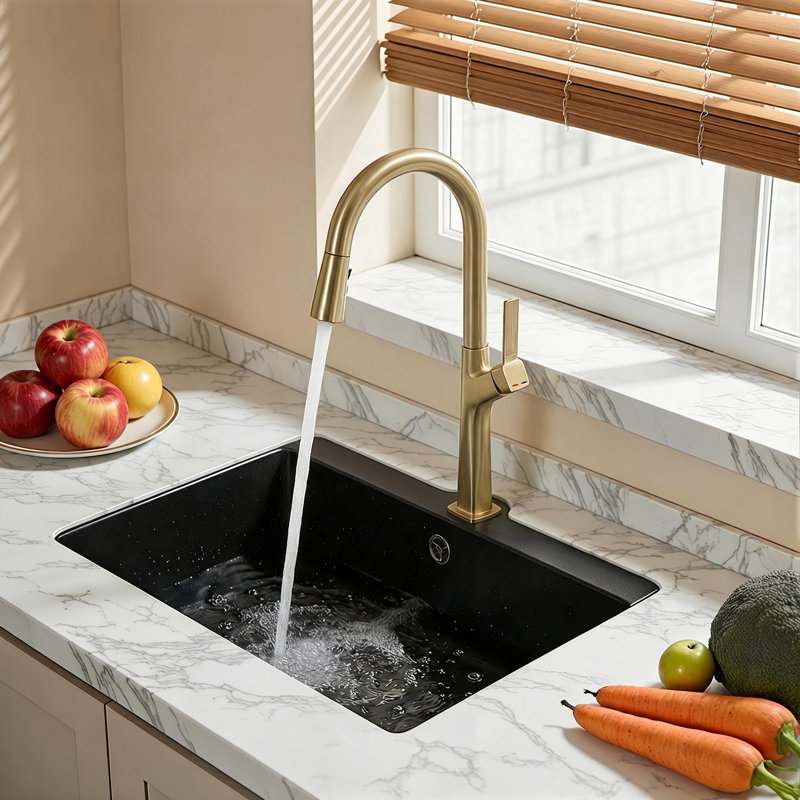 Brushed Gold Pull-down Single Handle Kitchen Faucet