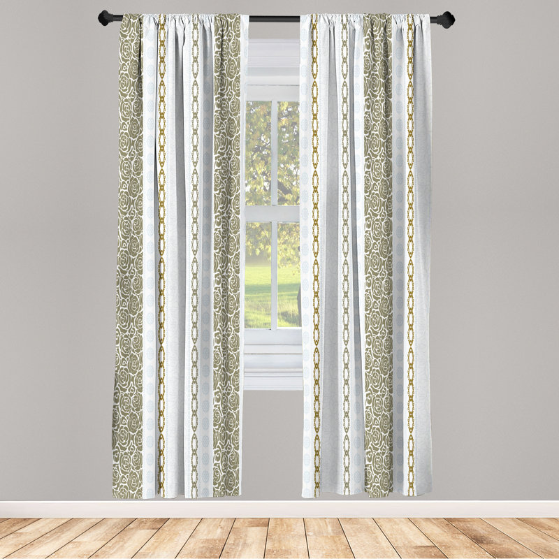 Dakota Fields Rose Curtains, Art Classical Victorian Motifs, 28" W x 84" L, Pale Sage