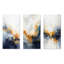 «Blue and Yellow Fluid Harmony», peinture I - peinture abstraite, ensemble de 3 décorations murales en métal-241580731