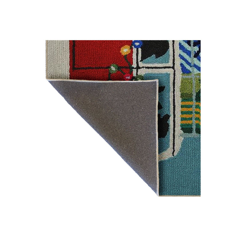 Turquoise Mini Van Car Patterned Creative Modern Decorative Washable Rug, Rectangle 2'6" x 4'11" Rug Pad Included