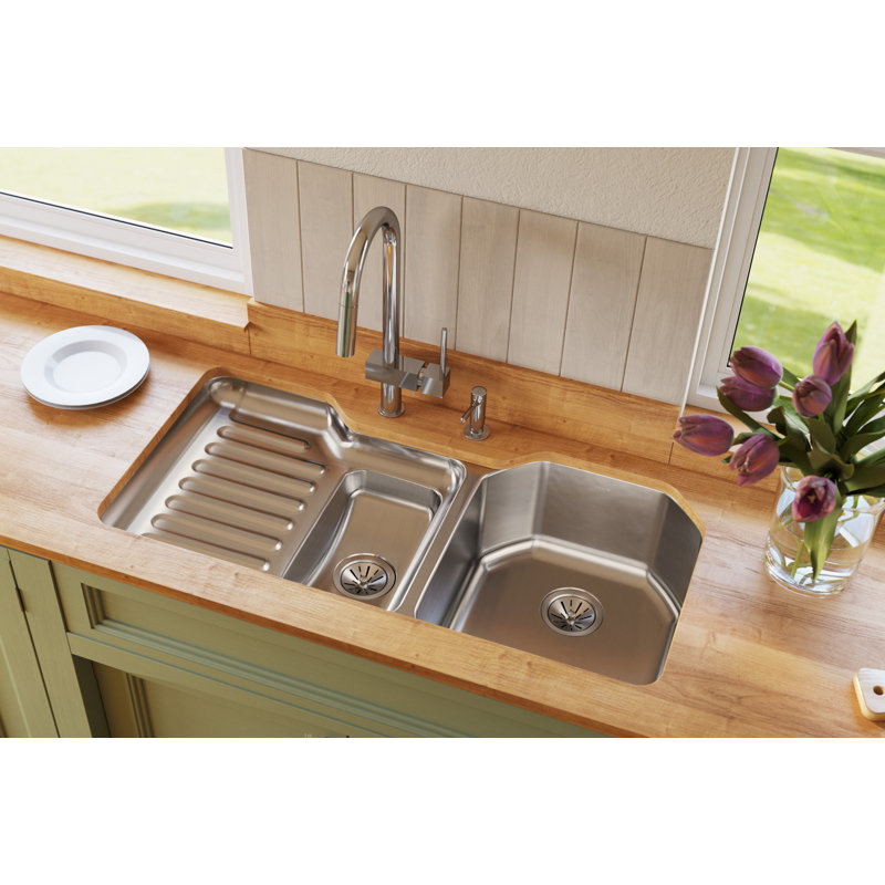 Lustertone 41.5" L x 20.5" W Double Basin Undermount Kitchen Sink