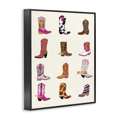 Bright Cowboy Boots & Spurs Framed Giclee, design by Susan Arnot