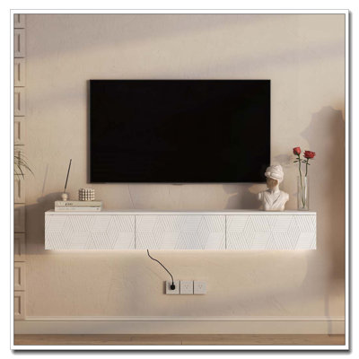 Meuble télé flottant fixé au mur avec 16 DEL de couleur, meuble télé 67 po, meuble télé flottant pour 55 60 65 po
