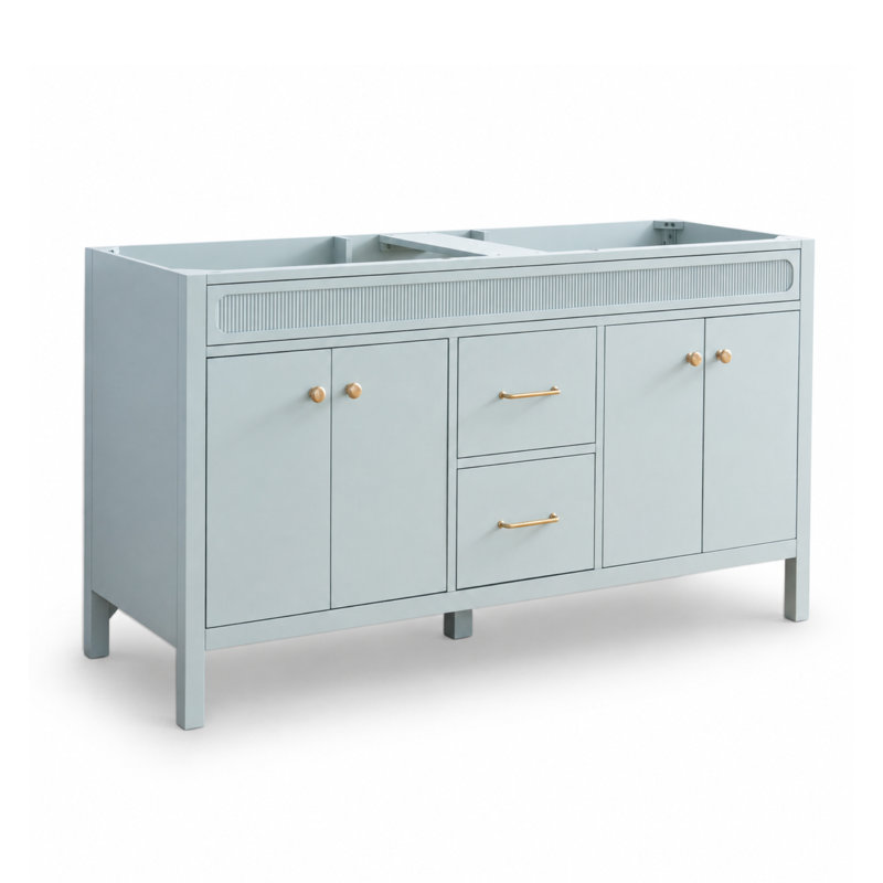 Meuble-lavabo l 60 po x P 21 po Selvaro, Verre de mer, 60, Cristal blanc