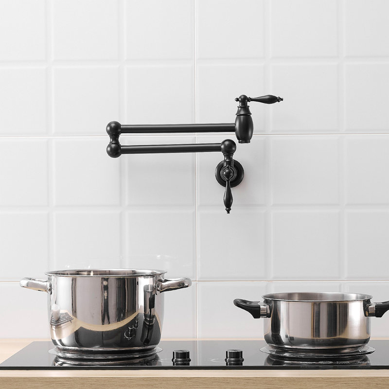 Pot Filler,Wall Mount Commercial Pot Filler Faucet,Brass Material Kitchen Folding Faucet,Coffee Machine Faucet With Stretchable Double Joint Swing Arms,Style A,