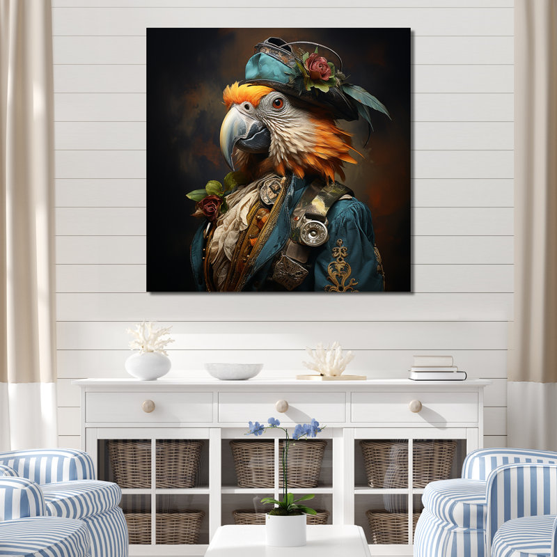 Décoration murale Pirates Parrot plume buccaneer I - Pirate, Toile tendue, H 16 po x l 16 po x P 1 po