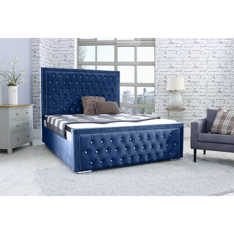 Joseline Upholstered Bed, Blue, Small Double (4')