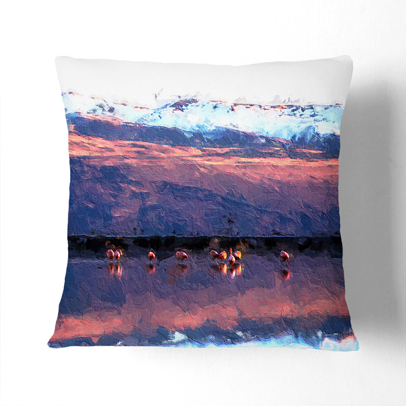 Flamingos at Sunset Cushion with Filling, Stone, 55cm H x 55cm W x 20cm D