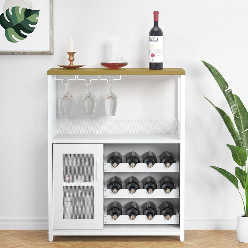 Natilie Metal Bar Cart, White, Brown