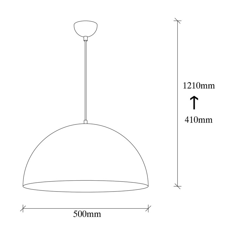 Luminaire suspendu en forme de dôme à 1 lumière Philo, H 47,64 po x l 19,68 po x P 19,68 po, Blanc / doré