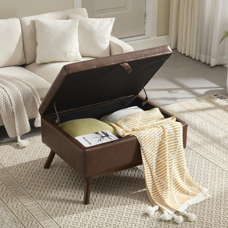 Banc de rangement Mid-Century, Brun