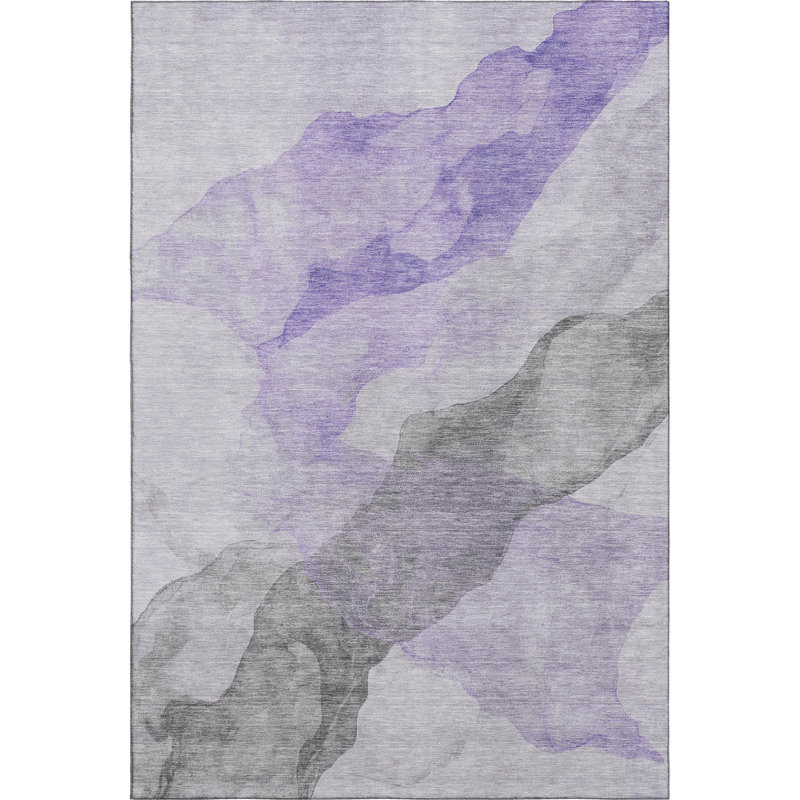Premium Machine Washable Mayfield AMF2109 Abstract Rug, 8' x 10', Lavender