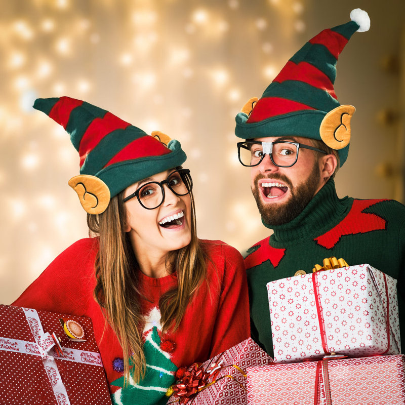 Chapeau d'elfe en feutre avec oreilles Jaymeir Magical - Accessoire de costume de fête de Noël, Adulte - Chapeau d'elfe